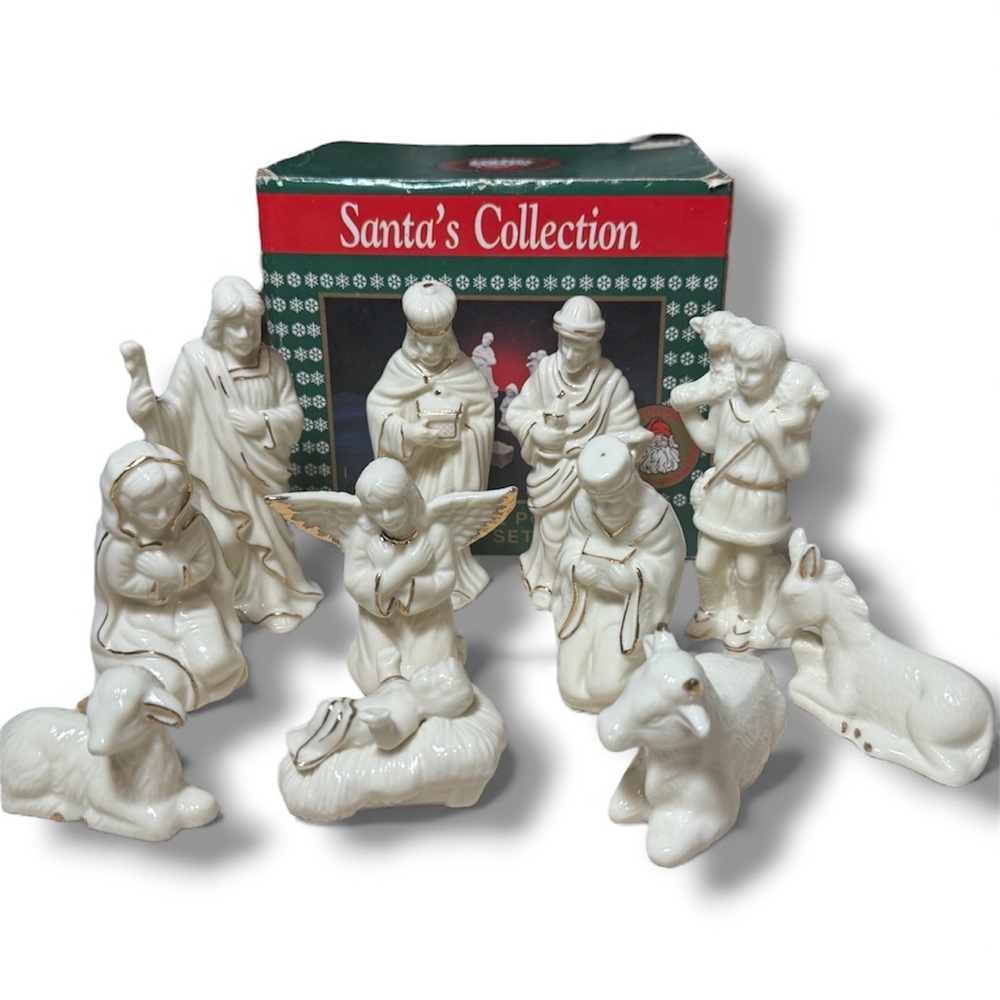 Vintage White Bisque Porcelain Nativity Set